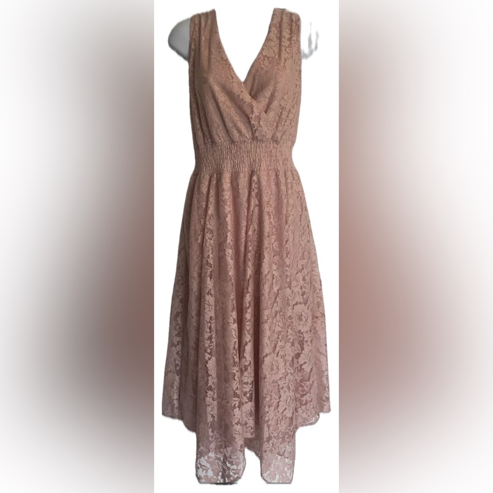 Danny & Nicole women's NWT pink lace long gown,  sparkles